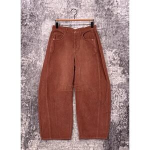 New Free People Pants 26 Womens Good Luck Mid Rise Corduroy Barrel Leg